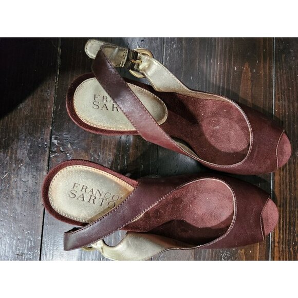 Franco Sarto Brown Leather Peep-Toe Dress Sandals Size 8M - Picture 8 of 9